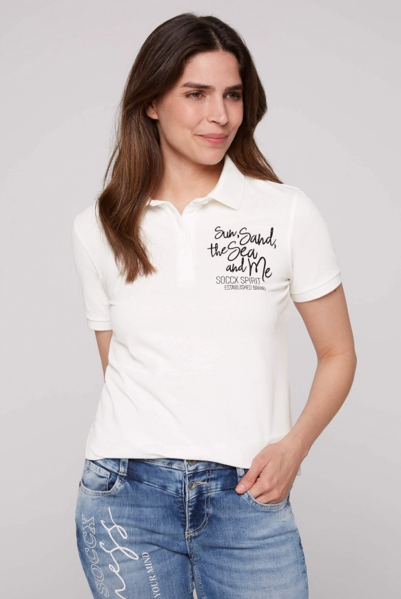 SOCCX Pikee-Polo mit Rücken-Artwork - ivory | S