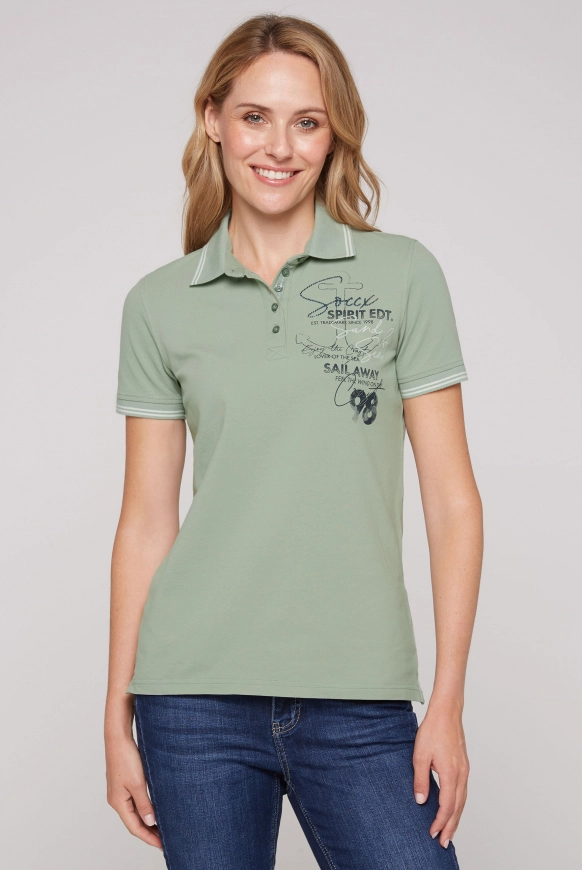 SOCCX Pikee-Polo mit Rücken-Artwork - muted aqua | XS