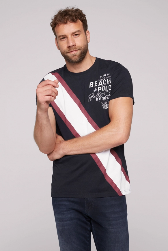 CAMP DAVID T-Shirt mit Color-Blocking und Artwork - blue navy | S