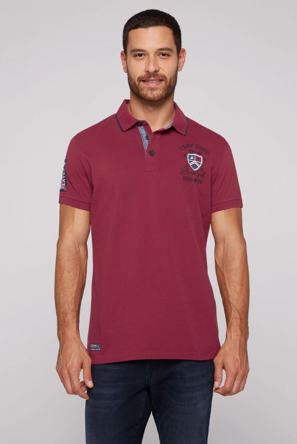 CAMP DAVID Pikee-Polo mit Label Patches und Stickereien - burgundy | S