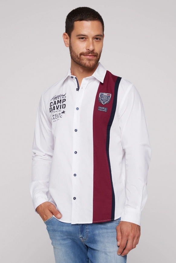 CAMP DAVID Langarmhemd mit Color-Blocking und Artworks - opticwhite | S
