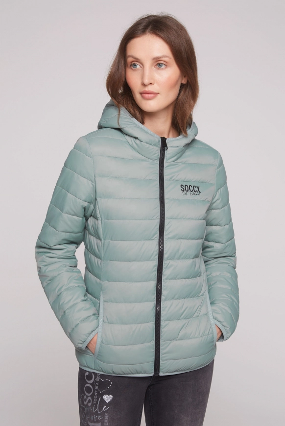 SOCCX Leichte Steppjacke mit Kapuze - frosted lake | XXL