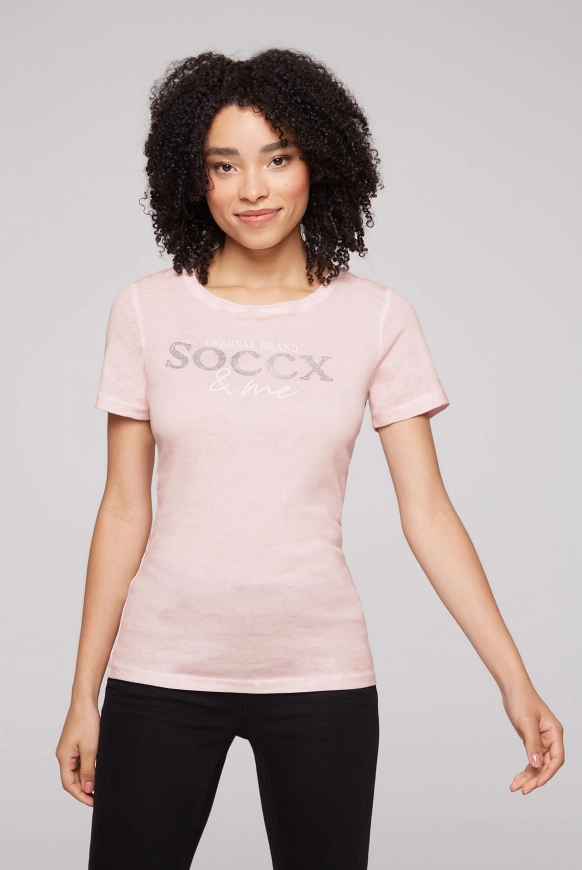 SOCCX Basic Logo T-Shirt Oil Dyed - rose blush | L