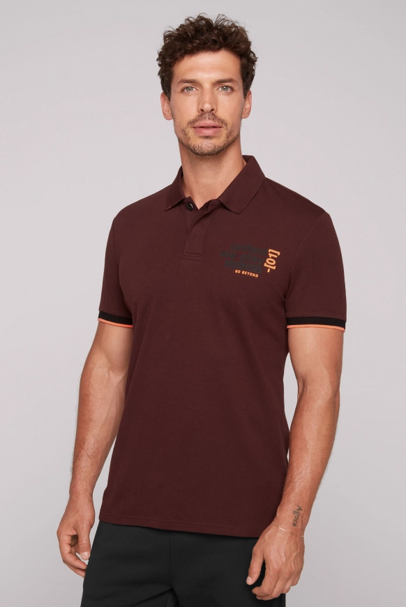 CAMP DAVID Pikee-Polo mit Prints und Colour-Details - winter red | XXL