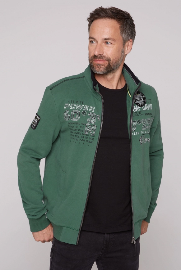 CAMP DAVID Sweatjacke mit Label-Applikationen - dark green | S