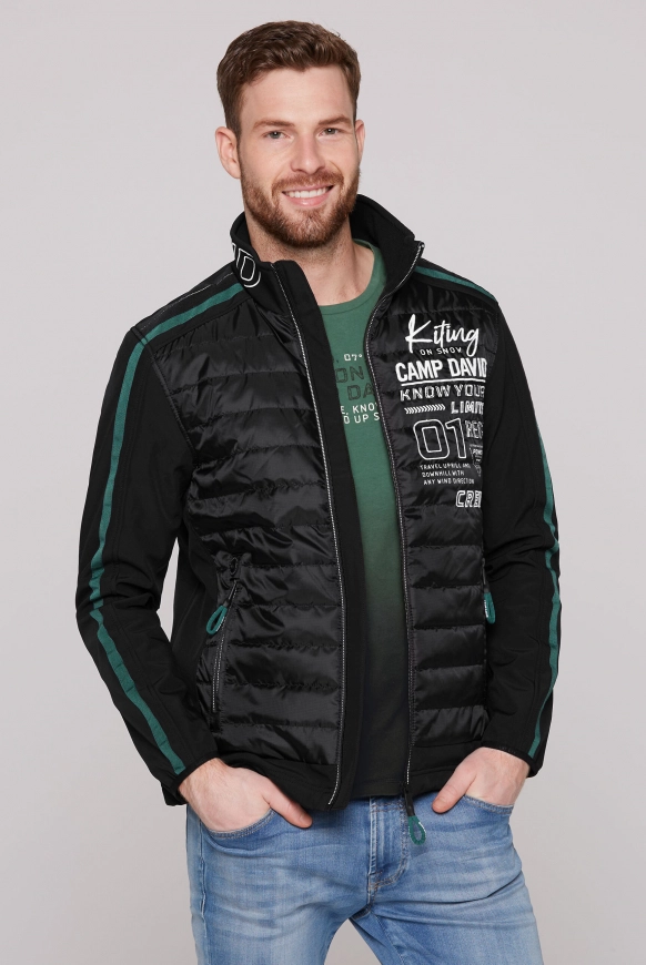 CAMP DAVID Softshelljacke mit gesteppter Vorderseite - black | S