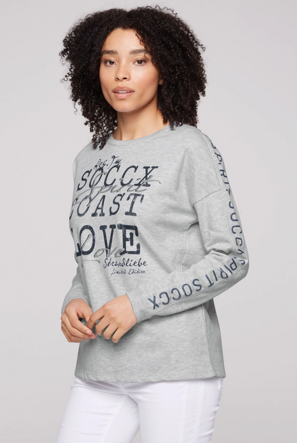 SOCCX Leichtes Sweatshirt mit Logo-Tape - light grey melange | XXL