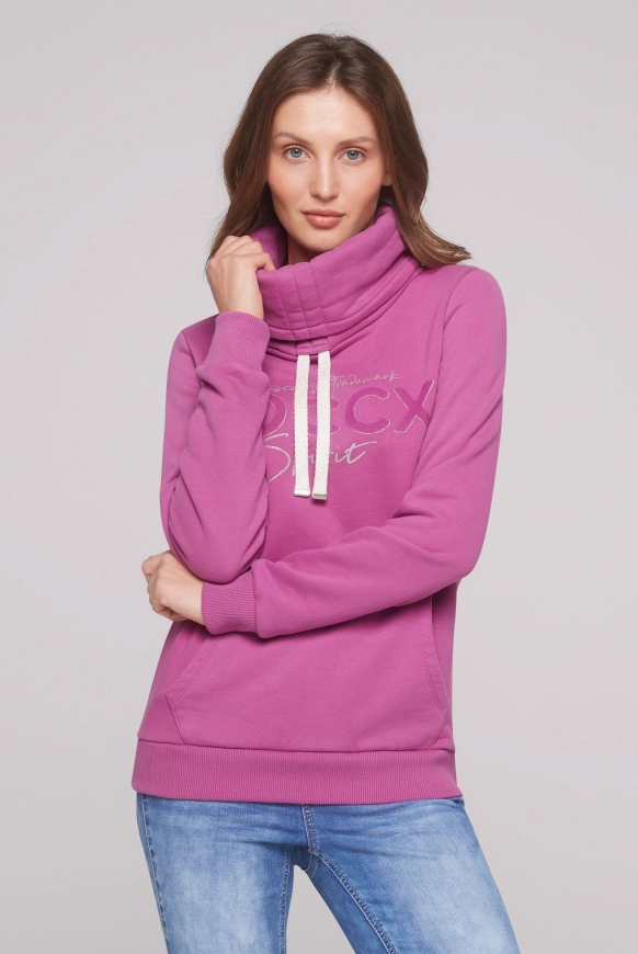 SOCCX Sweatshirt mit hohem Kragen und Kontrastbändern - iced berry | XL