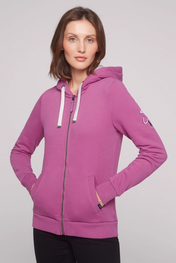 SOCCX Sweatjacke mit Kapuze und Rücken-Print - iced berry | L