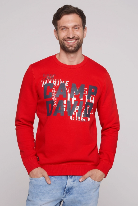 CAMP DAVID Sweatshirt mit Logo Print - speed red | 4XL