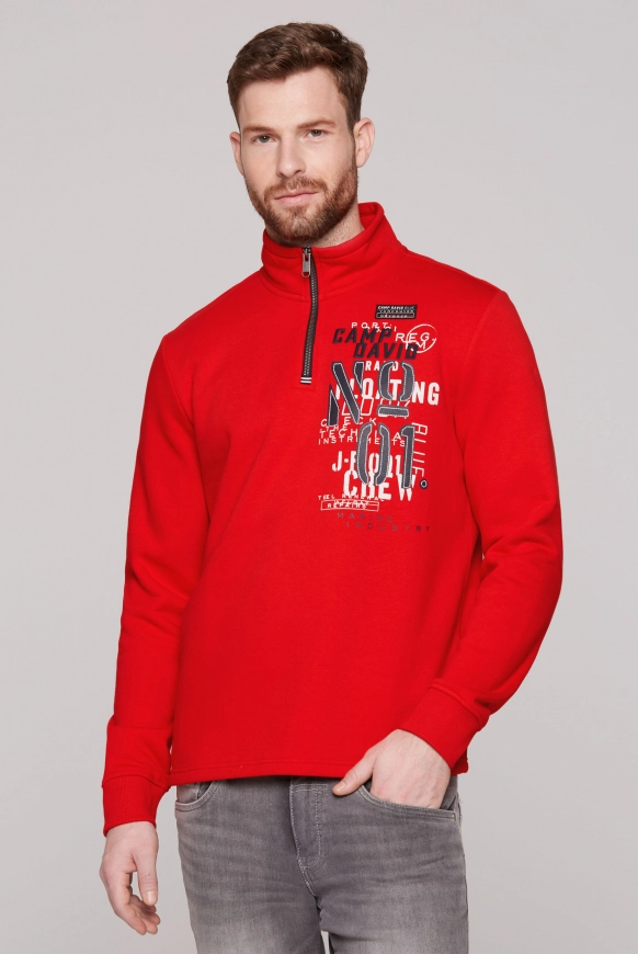 CAMP DAVID Troyer-Sweatshirt mit Rücken-Print - speed red | 4XL