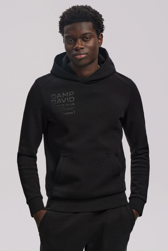CAMP DAVID Hoodie aus Interlock-Jersey mit Rubber Artworks - black | 4XL