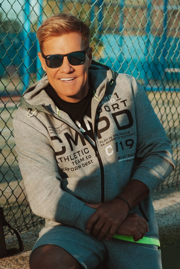 CAMP DAVID Trainingsjacke mit Kontrastkapuze und Prints - dark greymelange | XXL