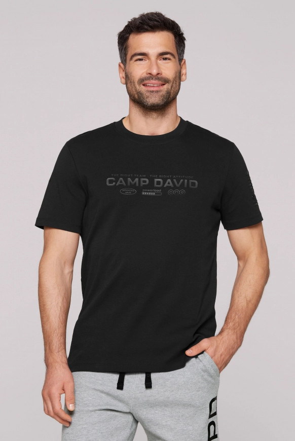 CAMP DAVID T-Shirt aus Interlock-Jersey mit Rubber Prints - black | S