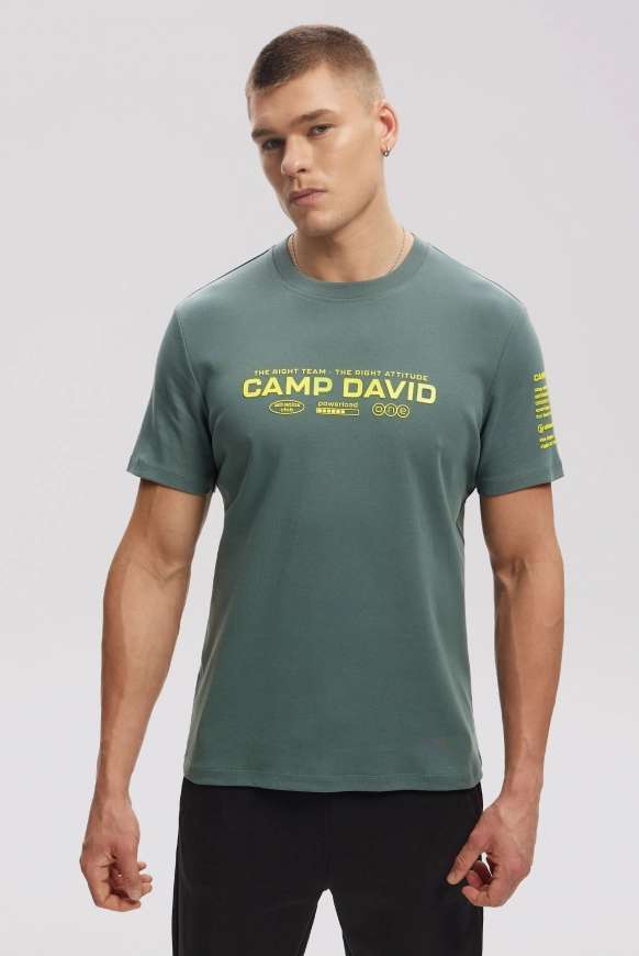 CAMP DAVID T-Shirt aus Interlock-Jersey mit Rubber Prints - dark sage | S