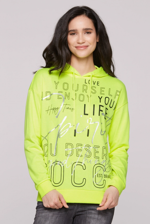 SOCCX Kapuzensweatshirt mit XL-Wording - neon lime | XS