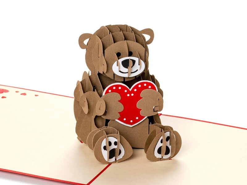 Pop-Up-Karte - Teddy Mit Herz