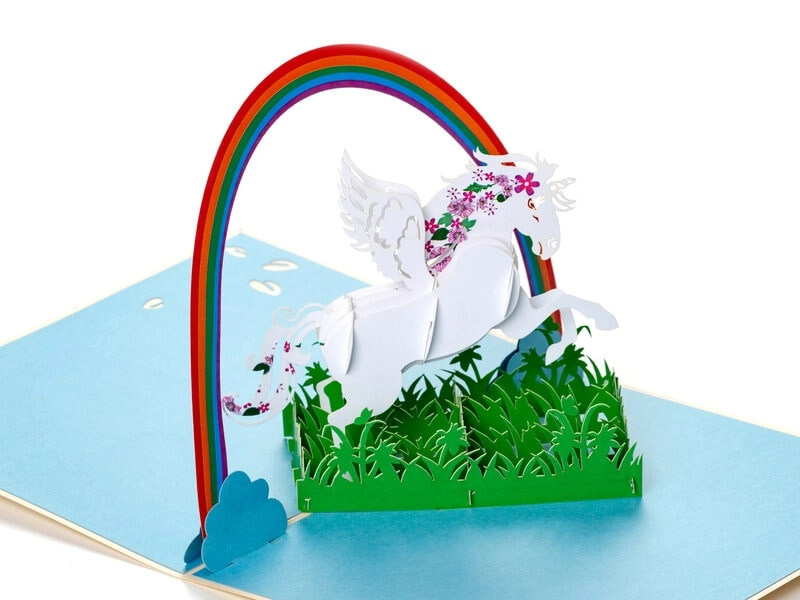 Pop-Up-Karte - Einhorn Und Regenbogen