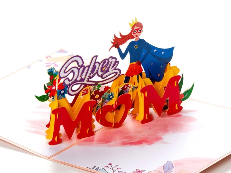 3D Pop-Up-Karte - Super Mom