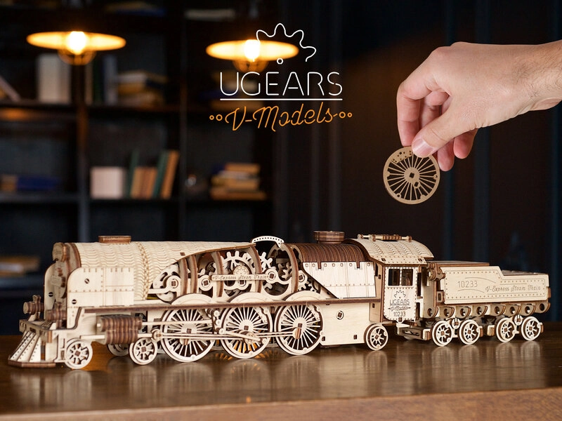 Ugears 3D Puzzle V-Express Steam Train Dampflok