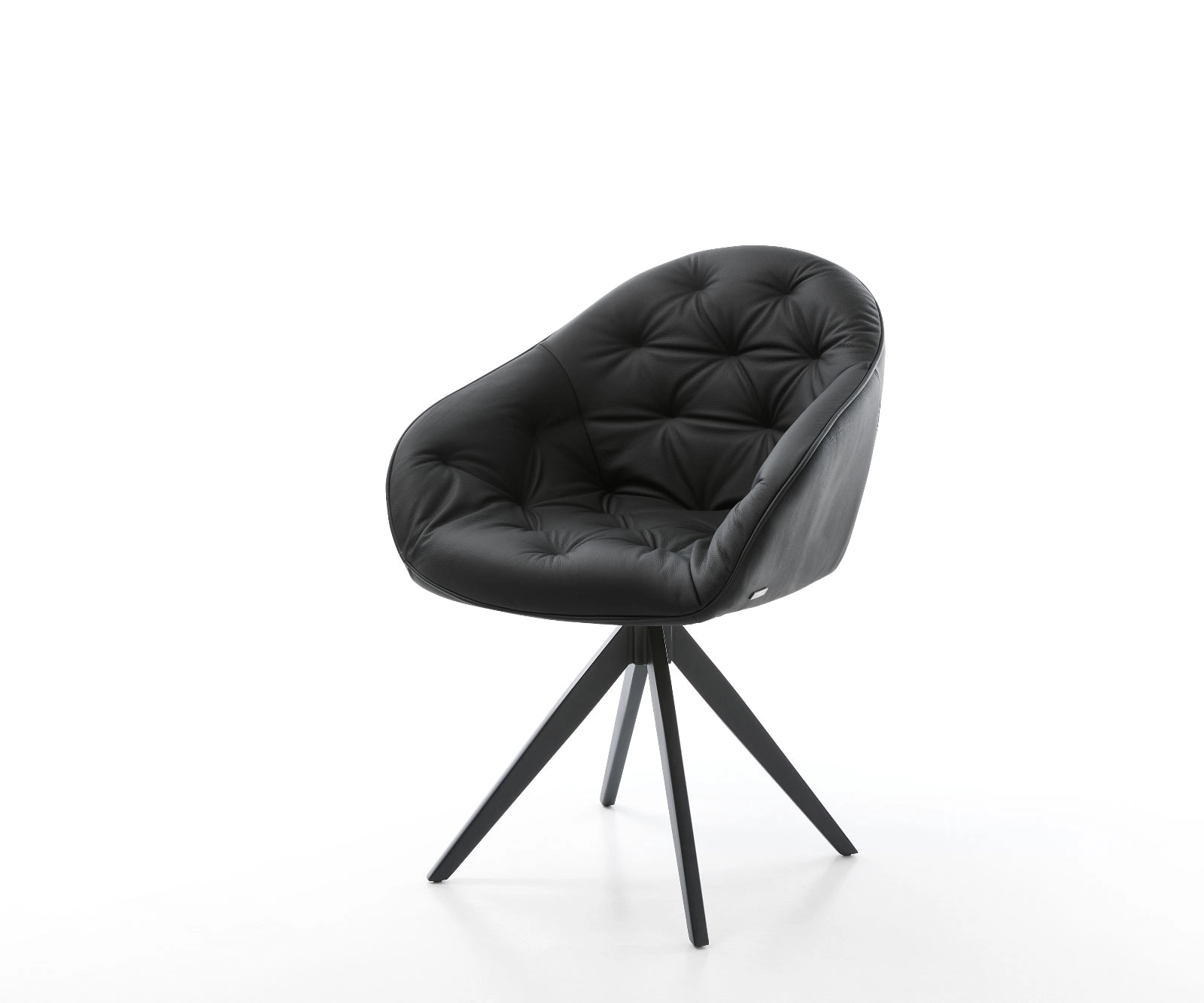 Drehstuhl Gaio-Flex Echt-Leder Schwarz Kreuzgestell kantig Schwarz 180° drehbar