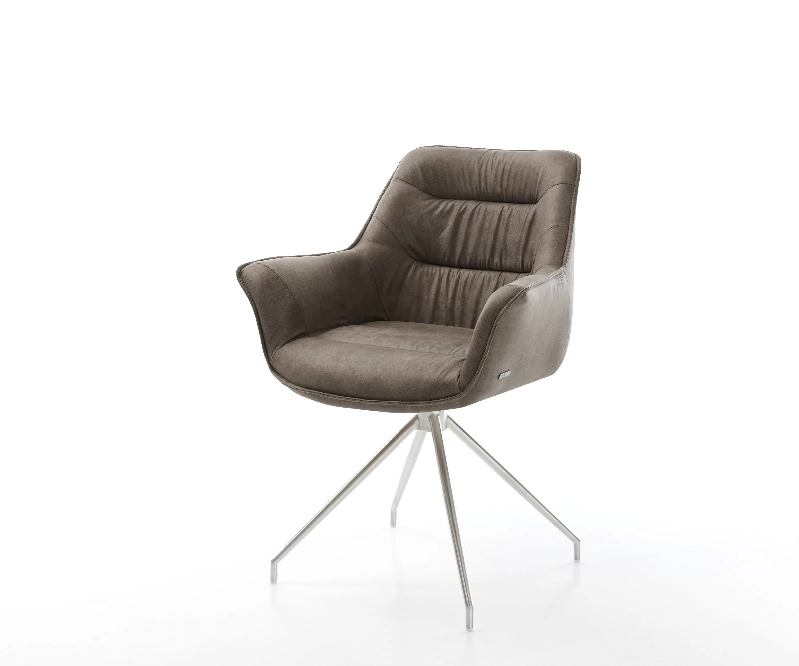 Drehstuhl Kaira-Flex Taupe Vintage Kreuzgestell konisch Edelstahl 180° drehbar