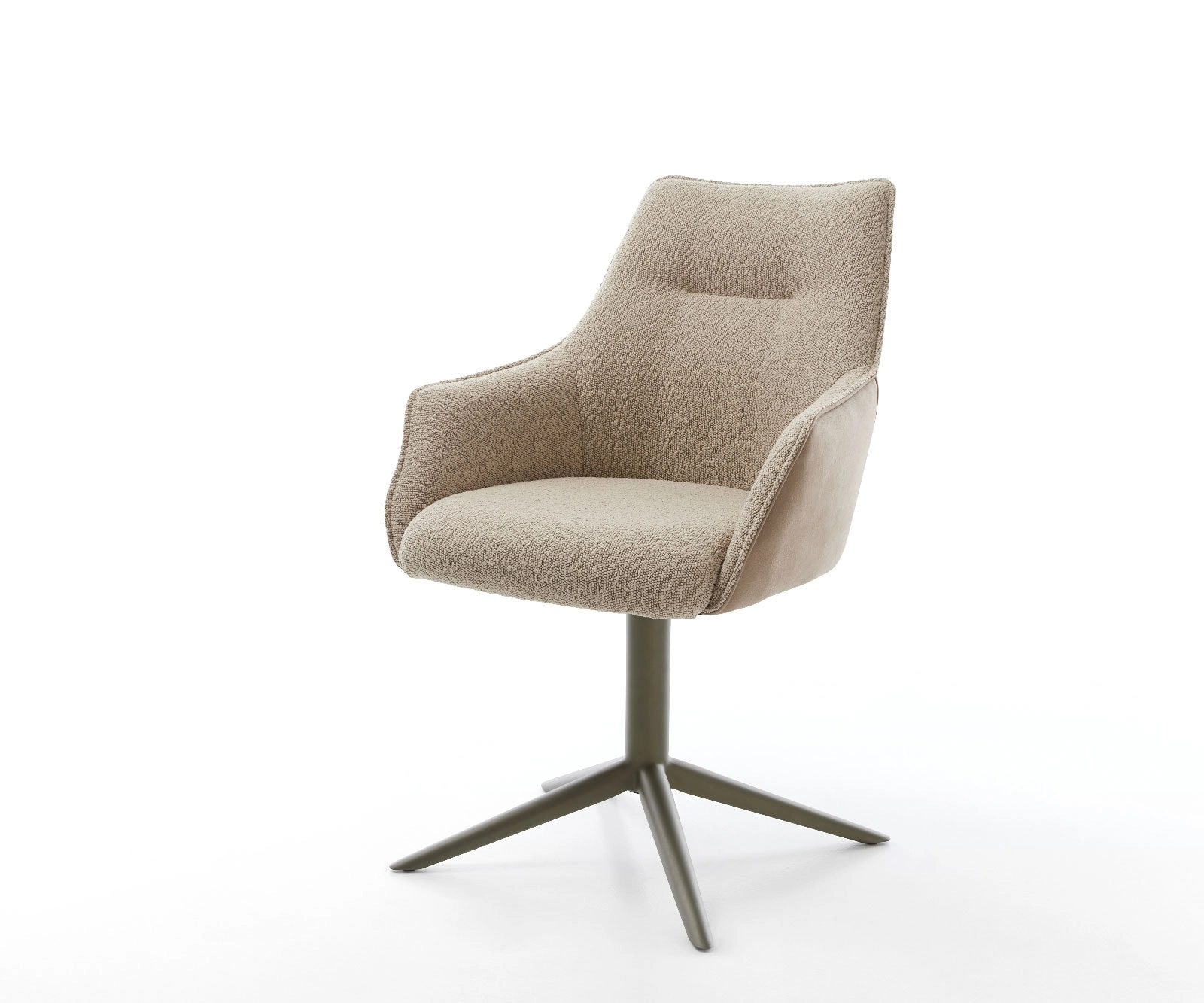 Drehstuhl Alja-Flex mit Armlehnen Materialmix Schlamm Fußkreuz Effektfinish Titan 360° drehbar Taschenfederkern Wippfunktion