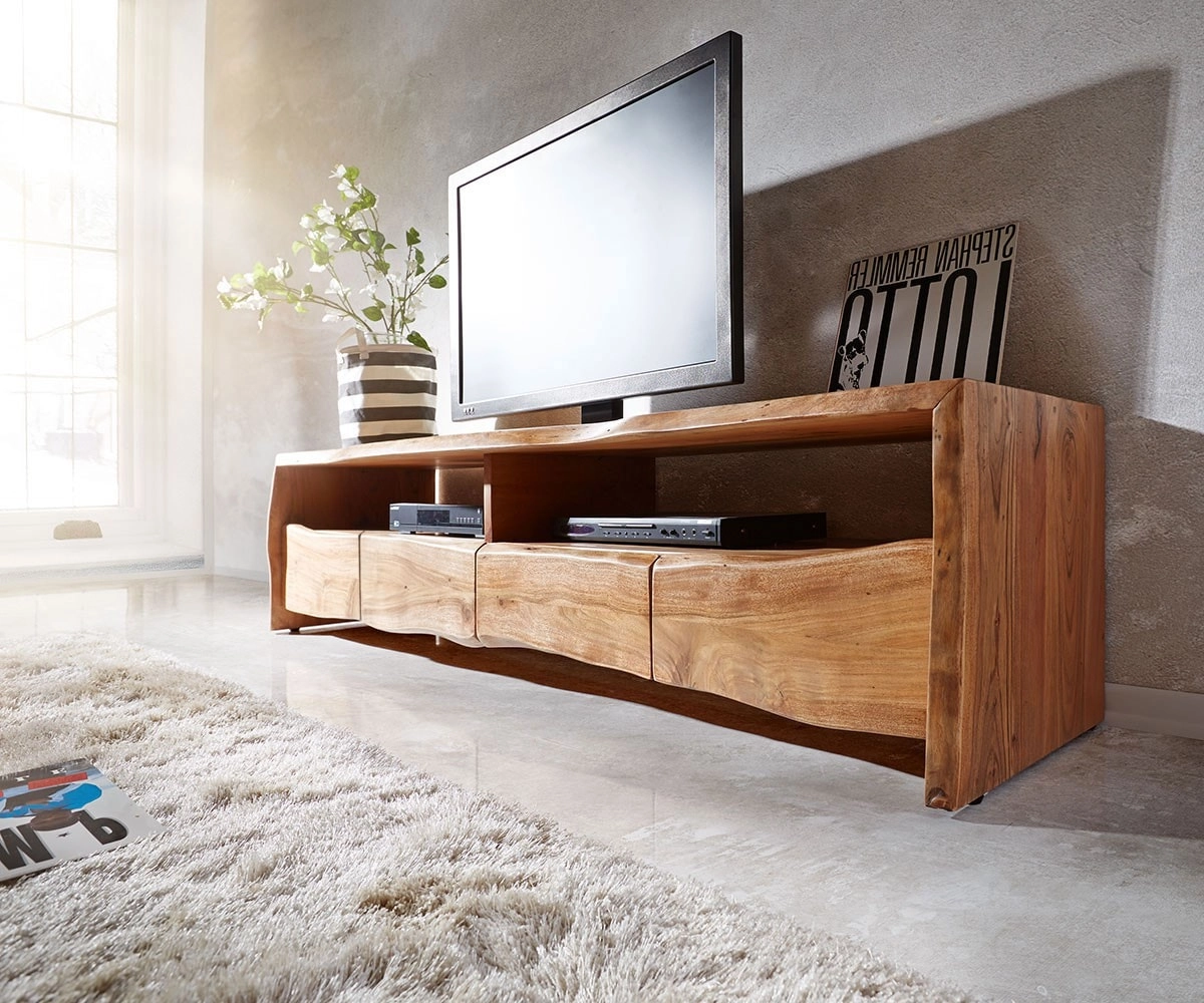 Lowboard Live-Edge 230 cm Akazie Natur massiv 4 Schübe