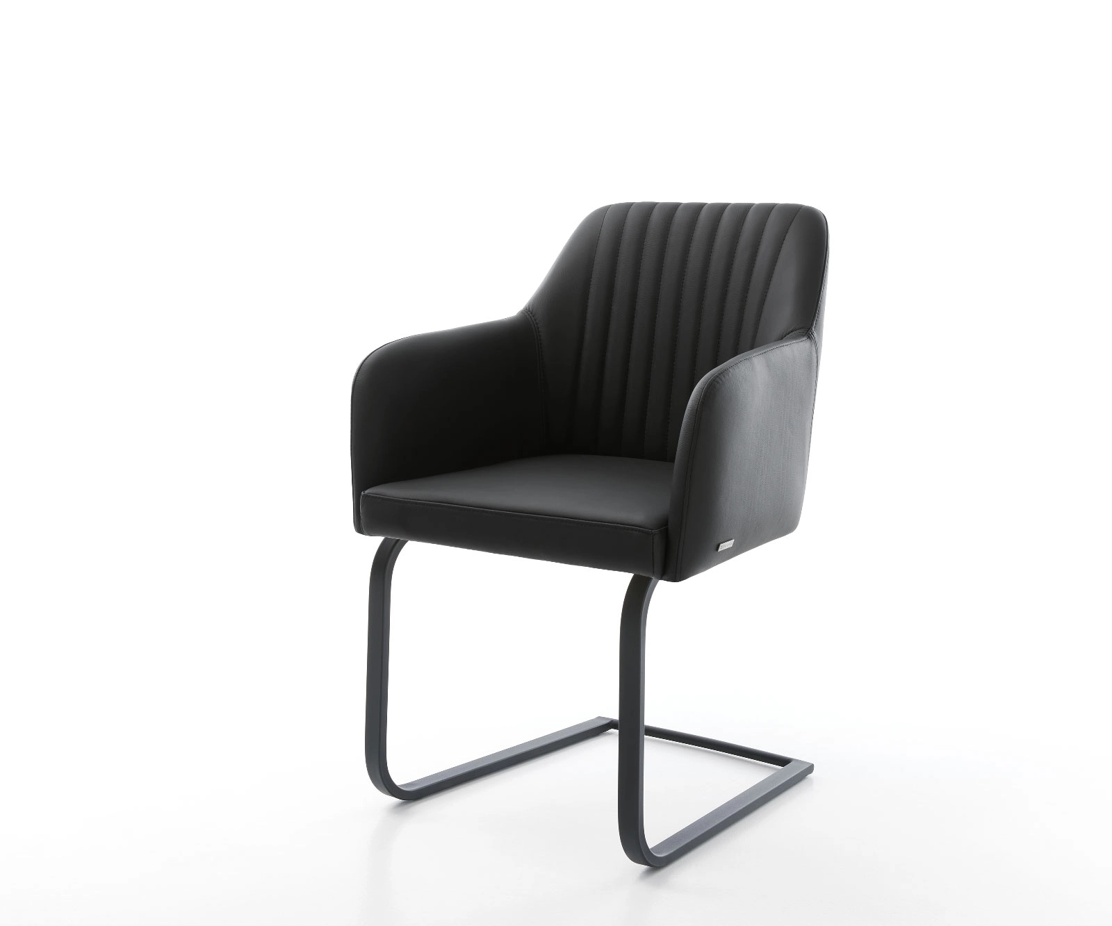 Schwingstuhl Greg-Flex Echt-Leder Schwarz Freischwinger flach Schwarz