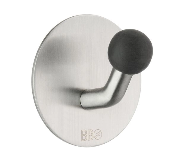 Smedbo Design Haken Edelstahl gebürstet Knopf schwarz B1084
