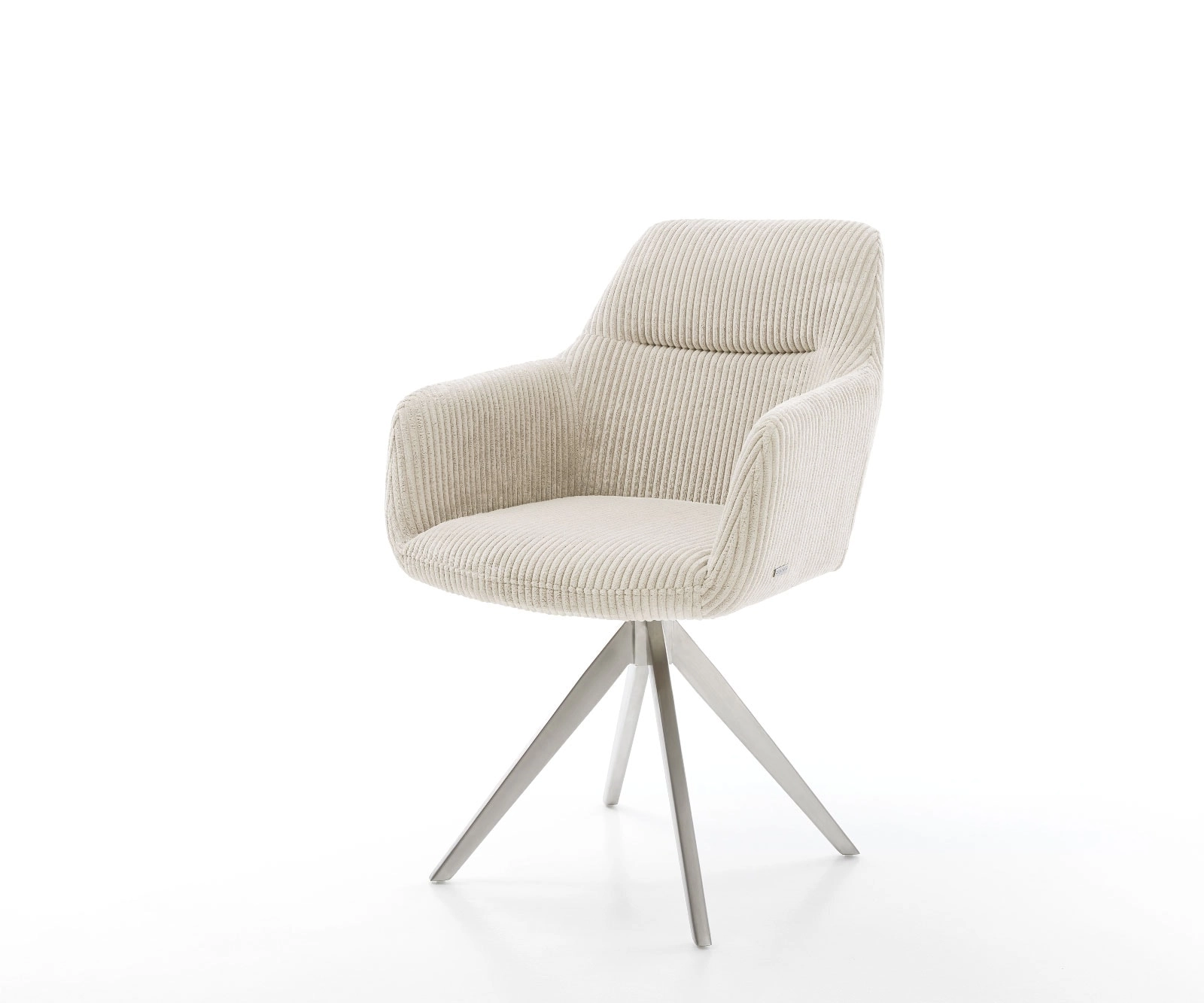 Drehstuhl Pejo-Flex Cord Beige Kreuzgestell kantig Edelstahl 180° drehbar