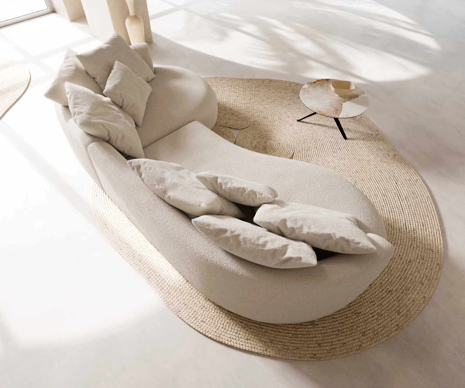Sofa Edina 330x170 cm Bouclé Creme-Weiß