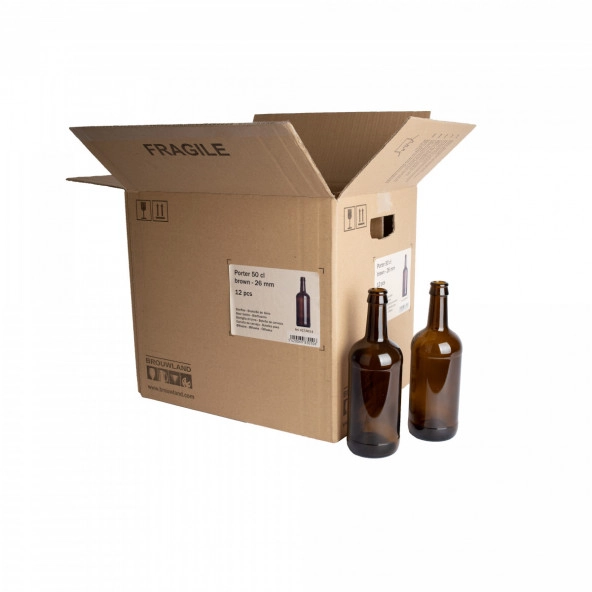 Bierflasche Porter 50 cl, braun, 26 mm, Karton 12 St.