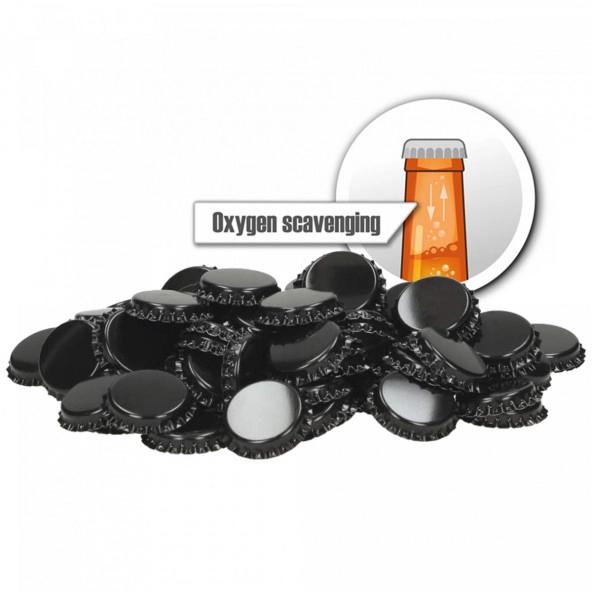 Kronkorken 26 mm - sauerstoffabsorbierend - schwarz - 100 St.