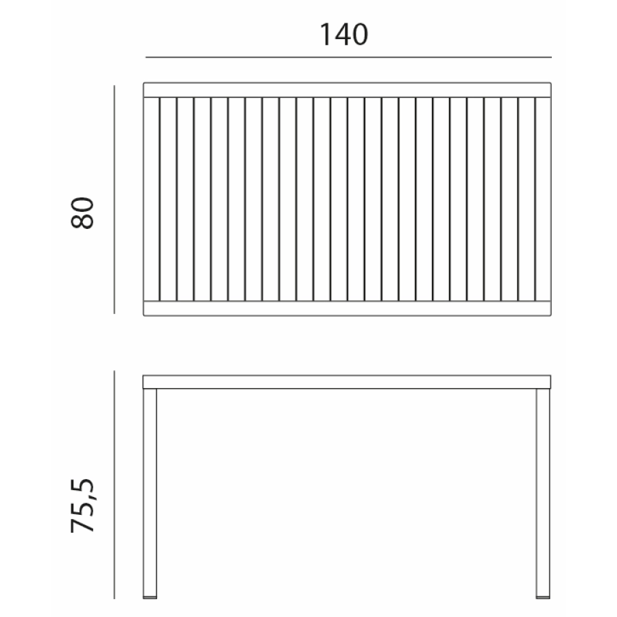 Nardi Cube 140 Outdoor Tisch - bianco - Länge: 140 cm, Höhe: 75,5 cm, Tiefe: 80 cm