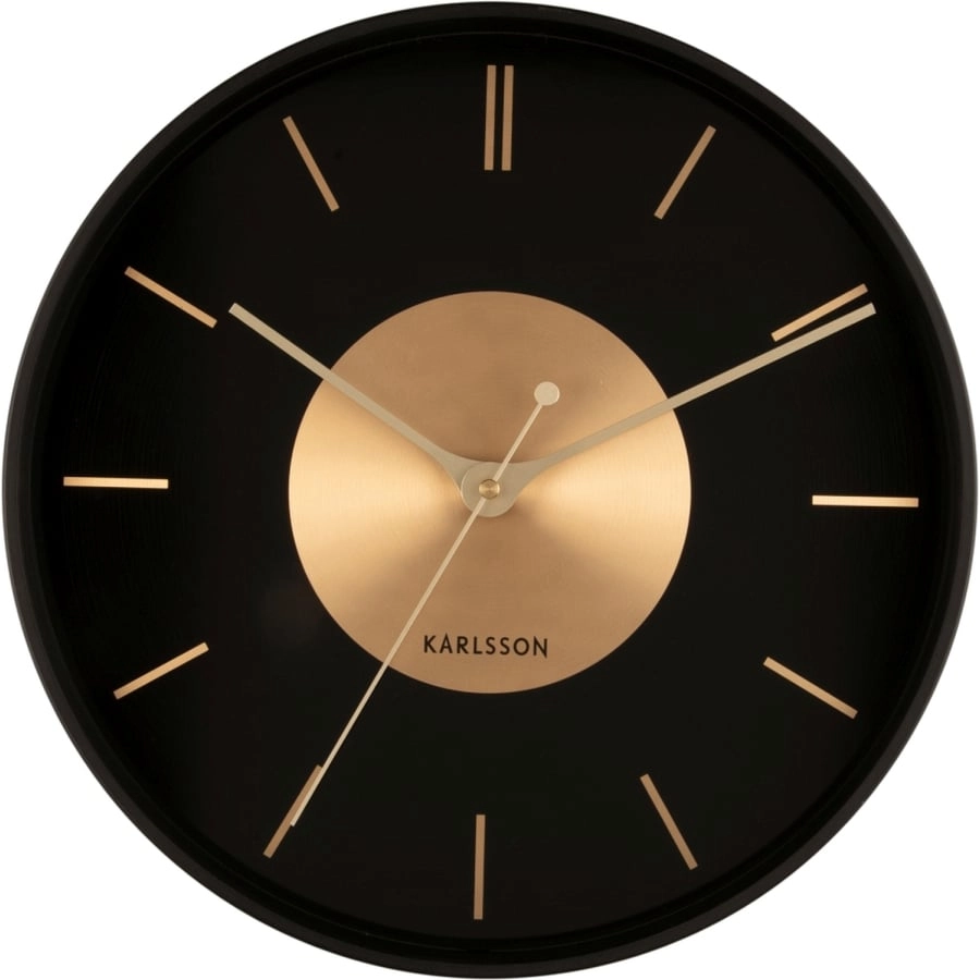 Karlsson Gold Disc Wanduhr - black - Ø 35 cm - Tiefe 4,5 cm