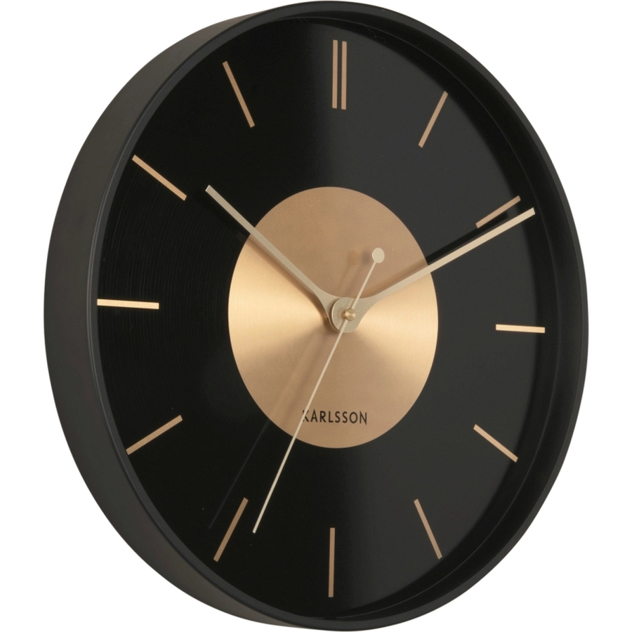 Karlsson Gold Disc Wanduhr - black - Ø 35 cm - Tiefe 4,5 cm