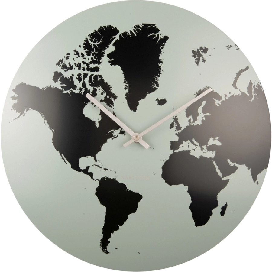 Karlsson World Map Wanduhr - grayed jade - Ø 39 cm - Tiefe 4 cm