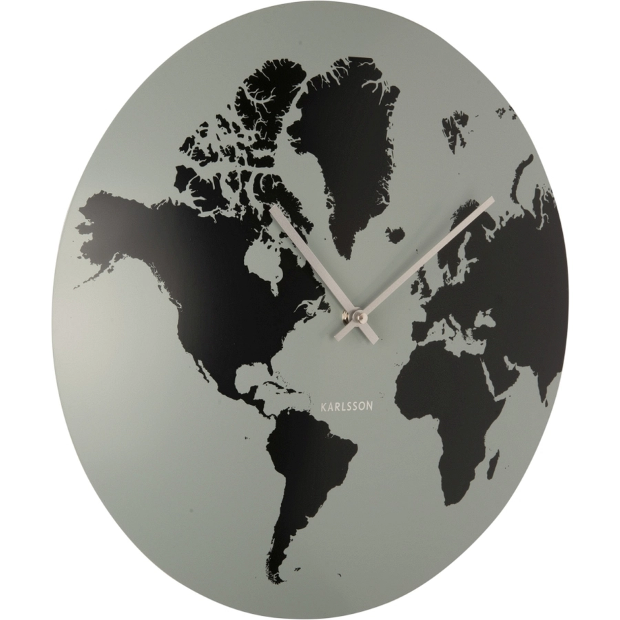 Karlsson World Map Wanduhr - grayed jade - Ø 39 cm - Tiefe 4 cm