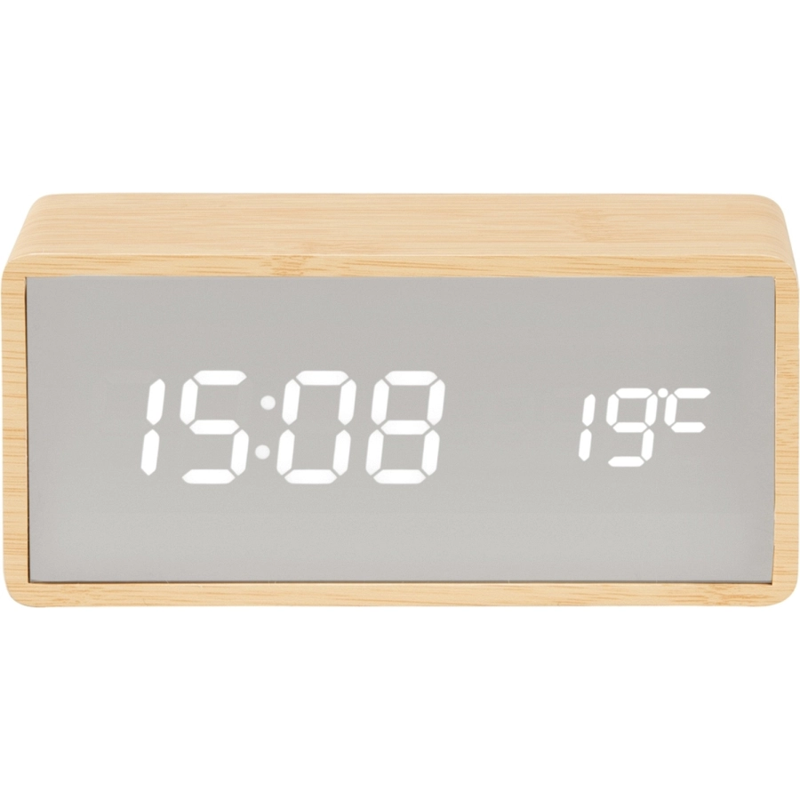 Karlsson Silver Mirror LED Tischwecker - light wood veneer - 15 x 7 x 4,5 cm