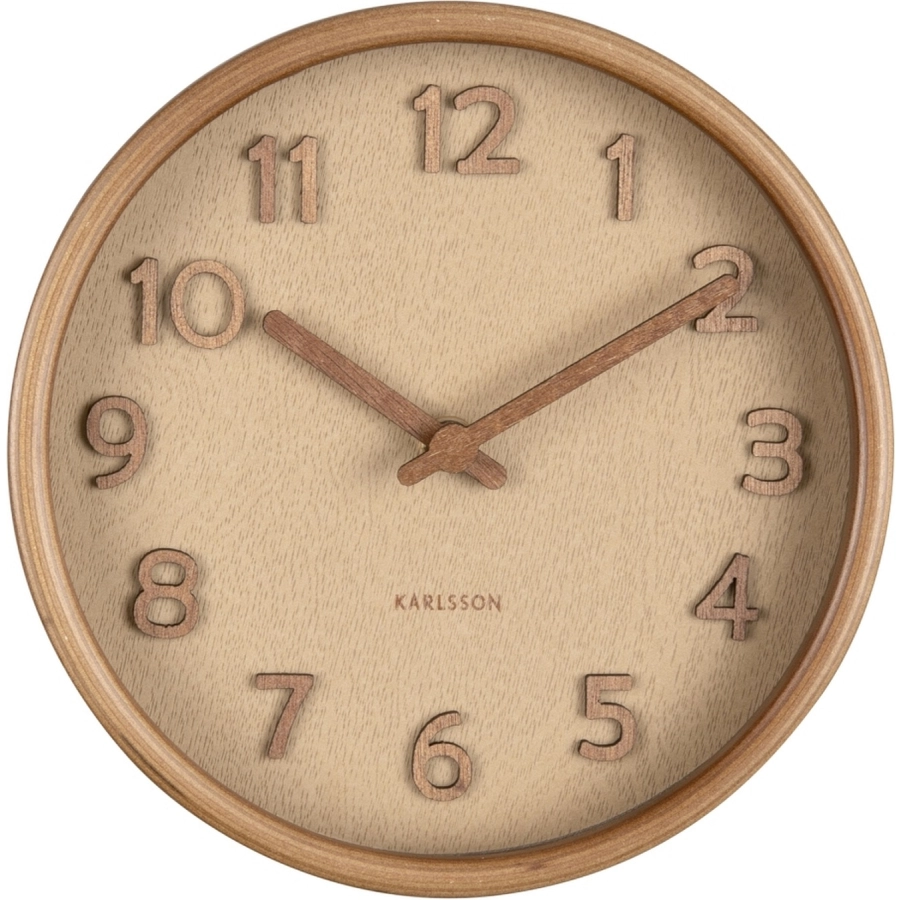 Karlsson Pure Wood Grain Wanduhr - sand brown - Ø 22 cm - Tiefe: 4,5 cm
