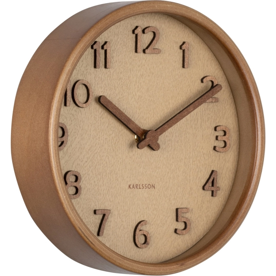 Karlsson Pure Wood Grain Wanduhr - sand brown - Ø 22 cm - Tiefe: 4,5 cm