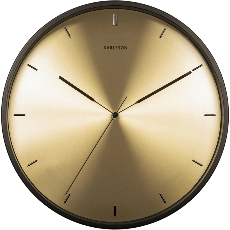 Karlsson Finesse Wanduhr - goldfarben/black case - Ø 40 cm - Tiefe: 6 cm