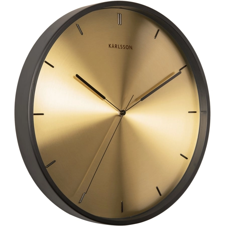 Karlsson Finesse Wanduhr - goldfarben/black case - Ø 40 cm - Tiefe: 6 cm