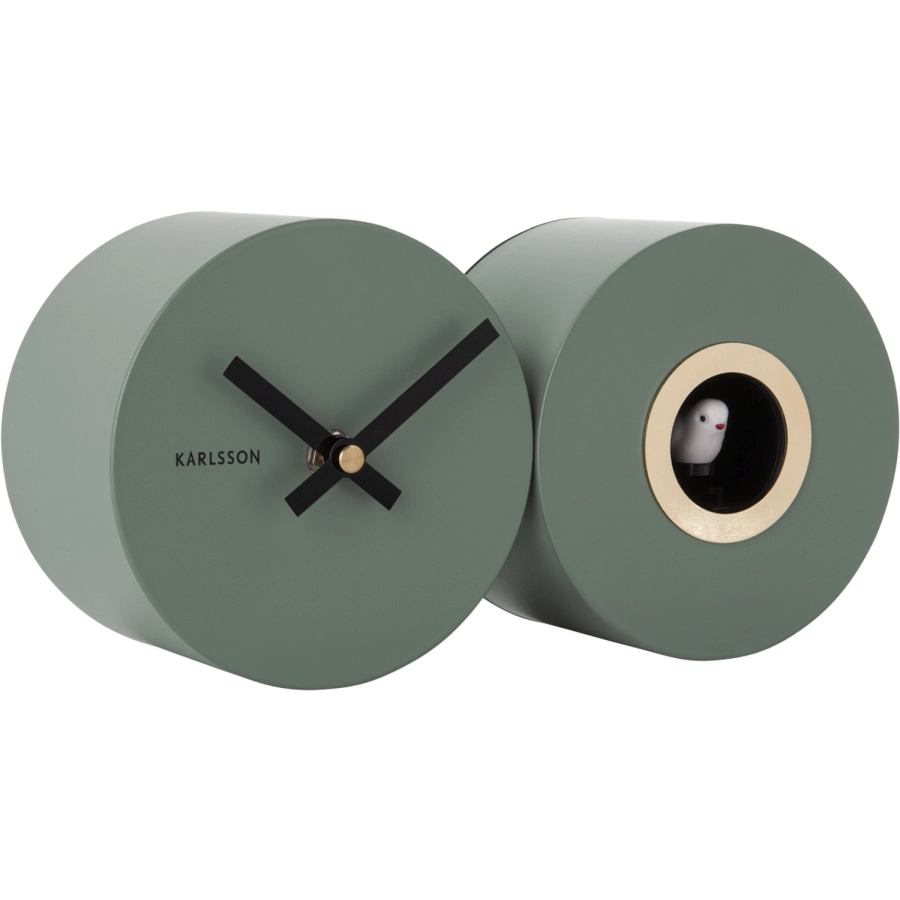 Karlsson Modern Cuckoo Wanduhr - matt jungle green - 26 x 13 x 7,2 cm