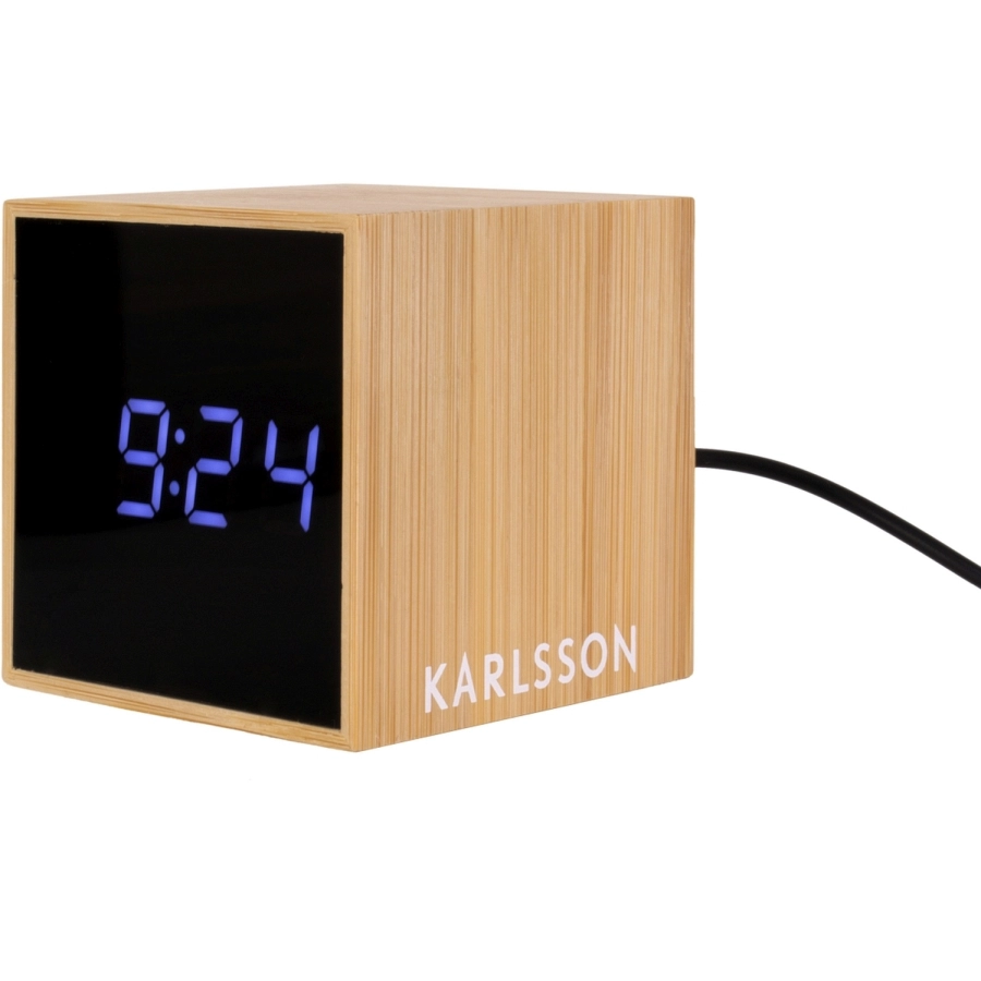 Karlsson Mini Cube Wecker - bamboo - 6,3 x 6,3 x 6,3 cm