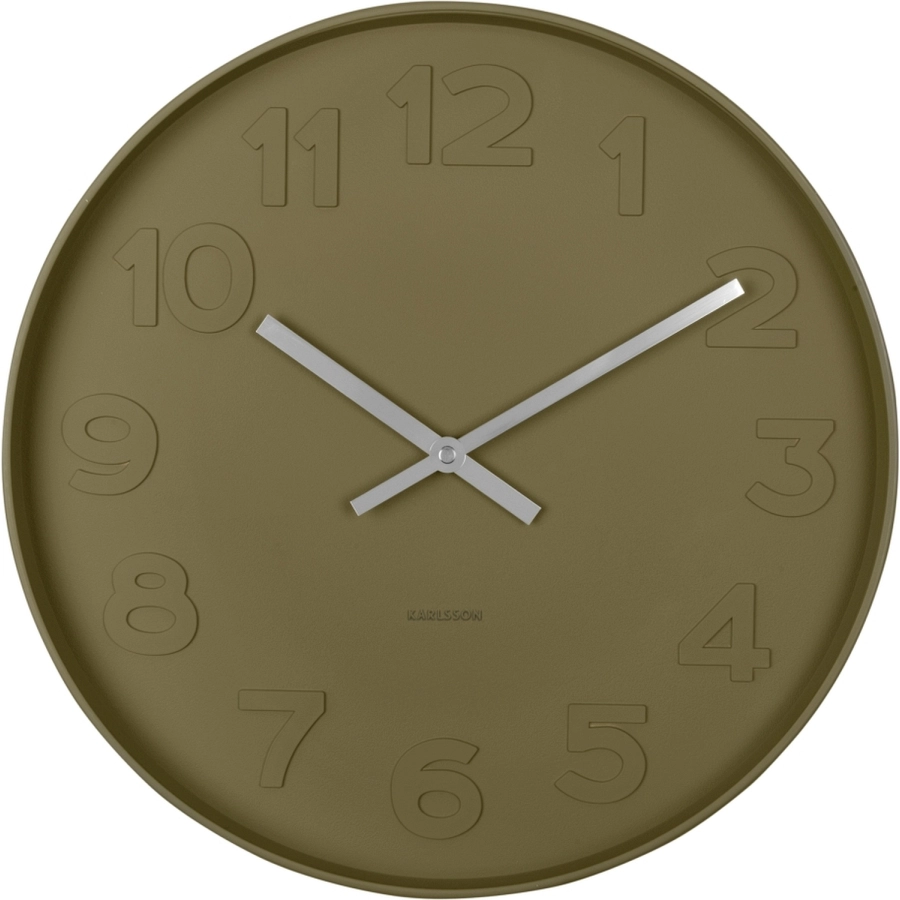 Karlsson Mr. Green Numbers Wanduhr - moss green - Ø 37,5 cm - Tiefe 6 cm