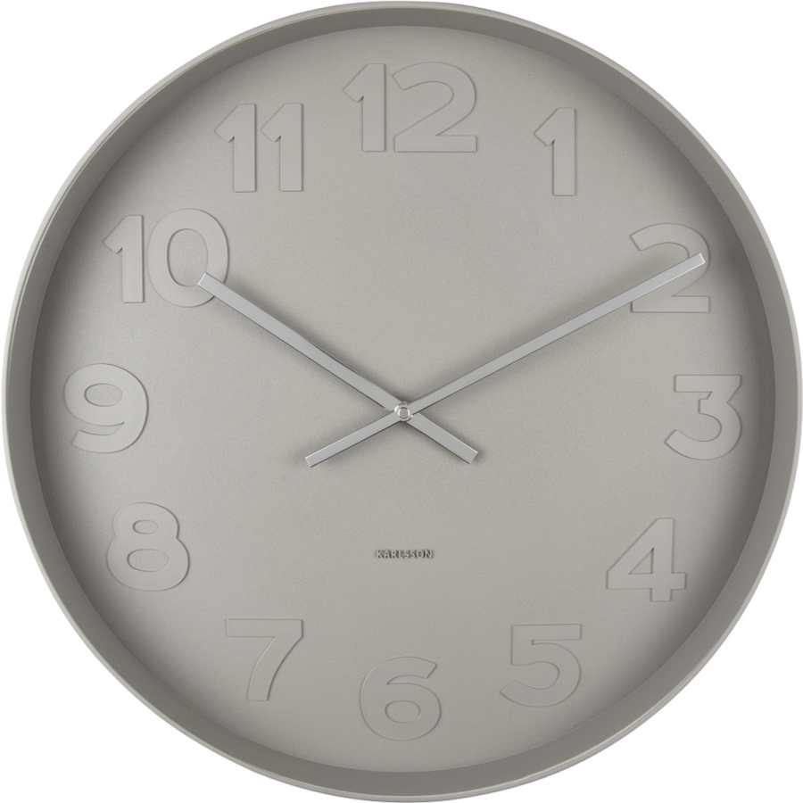 Karlsson Mr. Grey Numbers Wanduhr - warm grey - Ø 51 cm - Tiefe: 7 cm