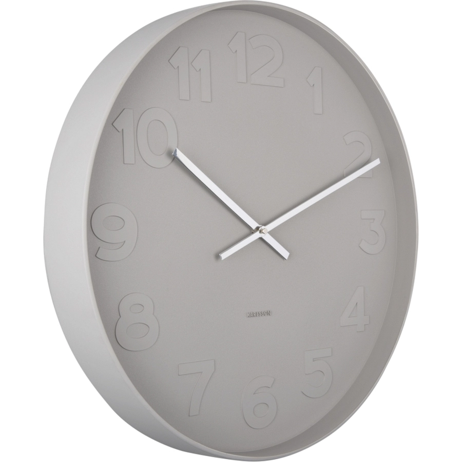 Karlsson Mr. Grey Numbers Wanduhr - warm grey - Ø 51 cm - Tiefe: 7 cm