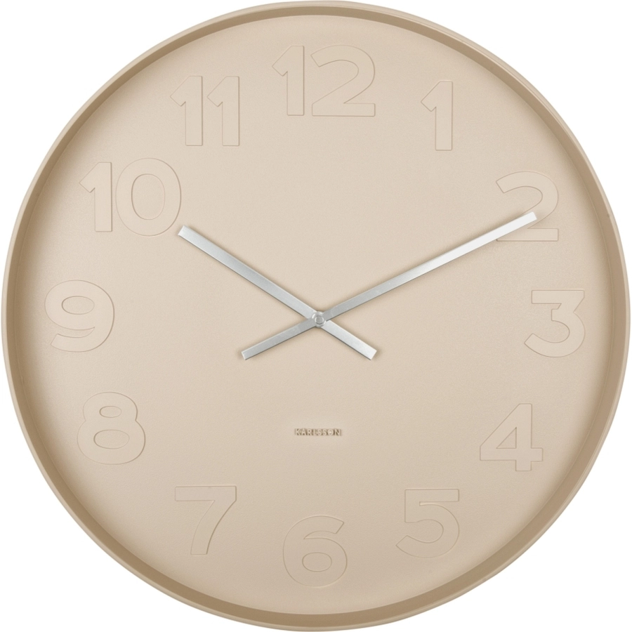 Karlsson Mr. Brown Numbers Wanduhr - sand brown - Ø 51 cm - Tiefe: 7 cm
